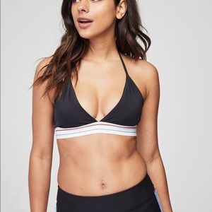 Spiritual Gangster Striped Tri Halter Active Bra